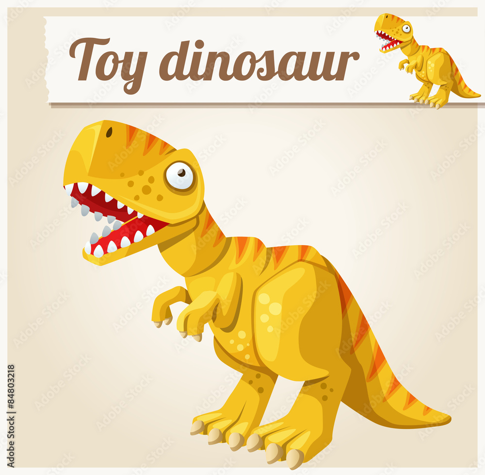 Fototapeta premium Toy dinosaur. Cartoon vector illustration. Series of children's