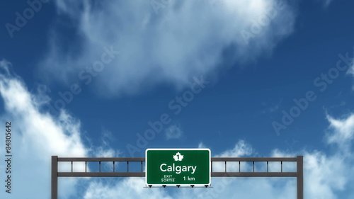 Passing under Calgary Canada Transcanada Interstate Highway Road Sign
   photo