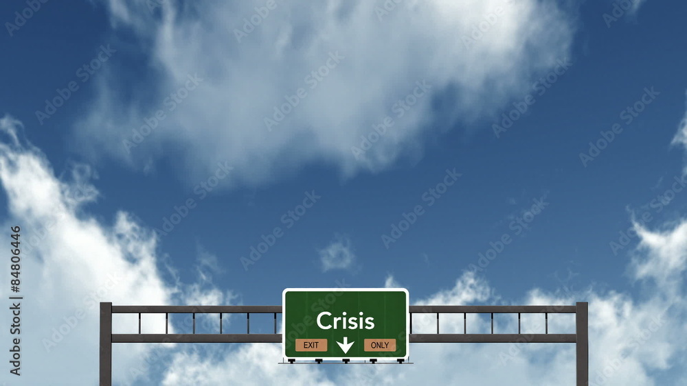 Passing under Crisis Exit Only Concept Highway Road Sign
  