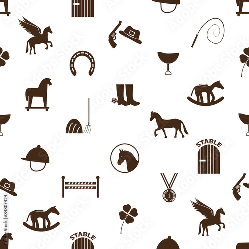 brown simple horse theme icons seamless pattern eps10