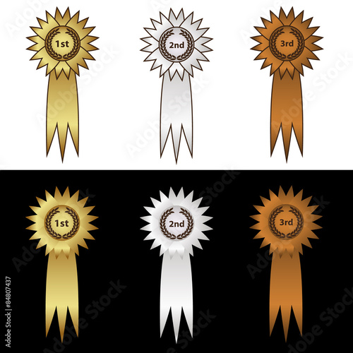 gold silver and bronze medal with ribbons eps10