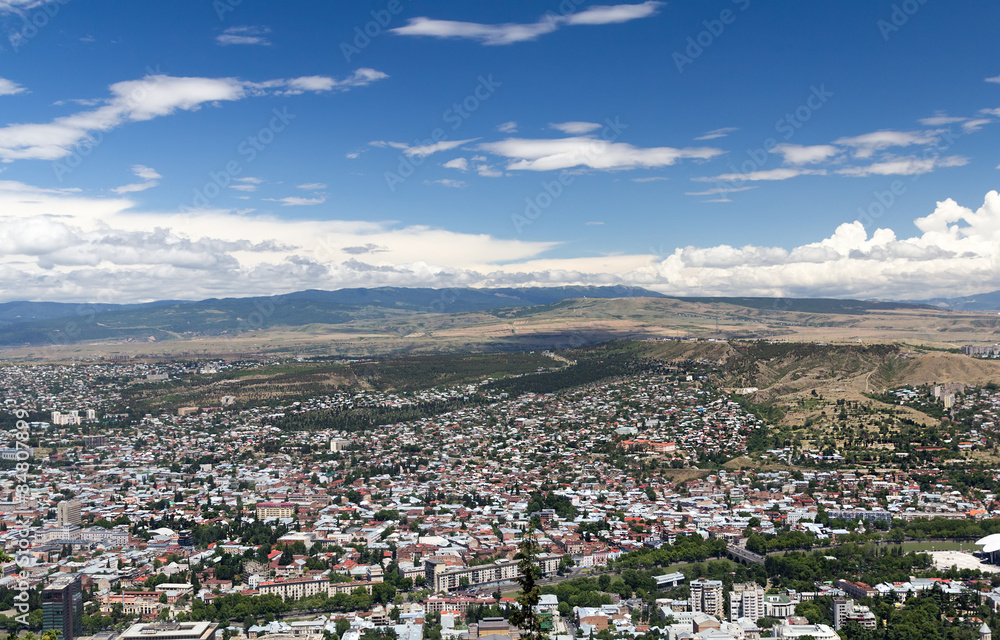 Bird's eye view of the capital Tbilisi Republic of Georgia