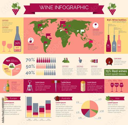Wine production and distribution infographic poster