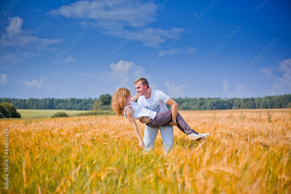 Couple in a wheat field