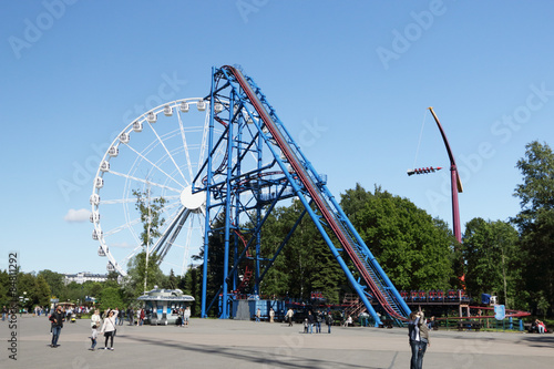 The Ferris wheel and high hill.
