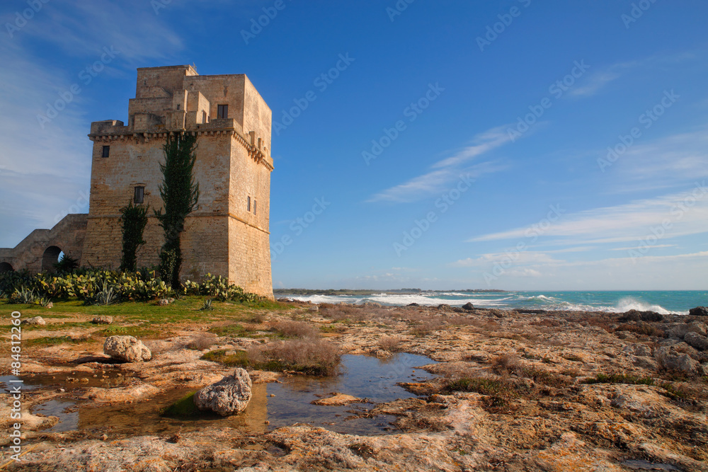 Coastal tower, Torre Colimena, Apulia, Italy