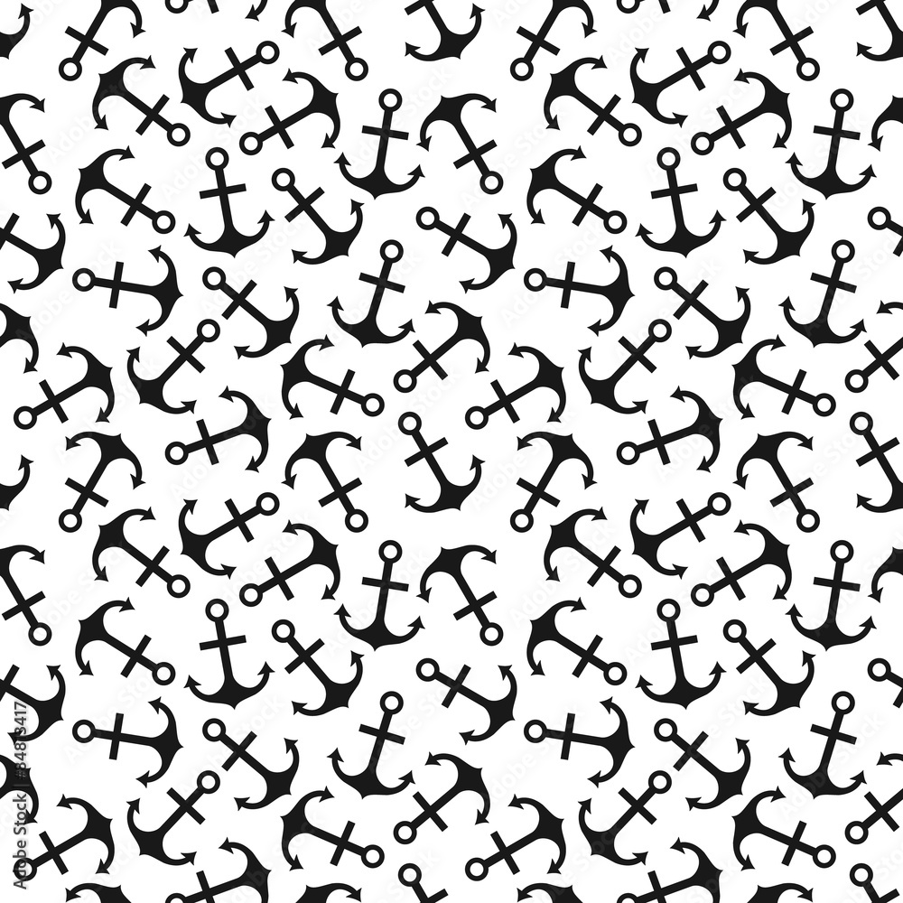 Seamless vector pattern of anchor shape and line