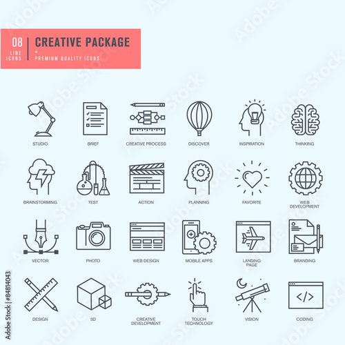 Thin line icons set. Icons for graphic and web design.    