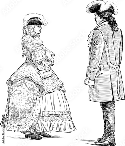 couple in the historical suits