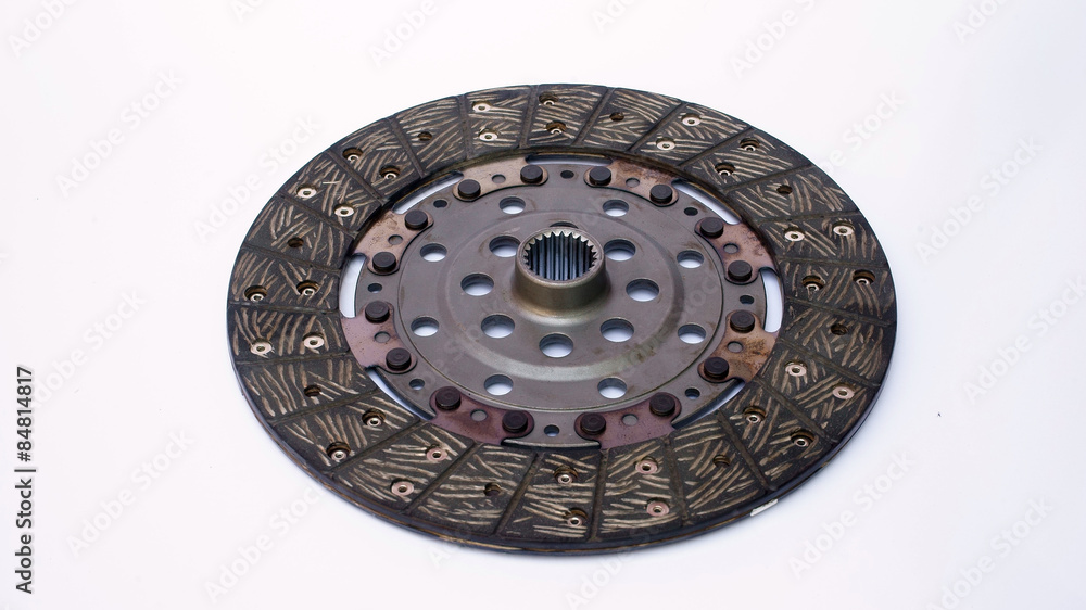 New clutch disc on a white background view from below