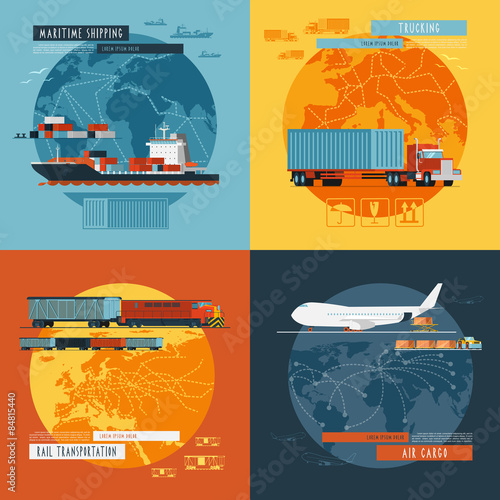Logistic4 flat icons banner