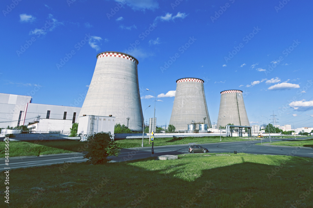 large pipe plant against the blue sky. large pipe plant against the blue sky.