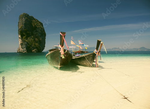 Beautiful tropical beach, Thailand - retro style postcard © Melinda Nagy