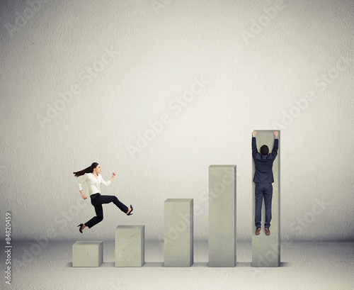 Cuadro en lienzo woman running on the top of the graph
