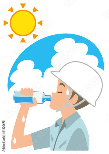 水分補給　現場の人