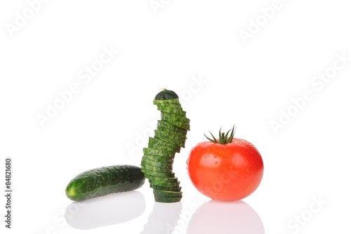 red tomato and cucumbers