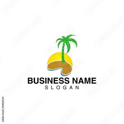 Summer Sun and Wave logo template set
