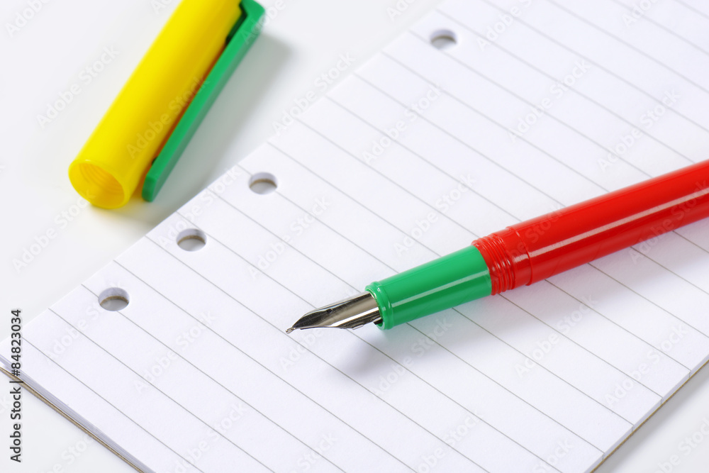 fountain pen on lined paper fountain pen on lined paper
