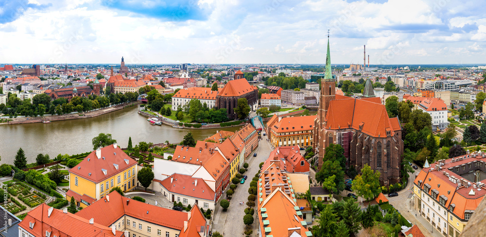 Fototapeta premium Aerial view of Wroclaw