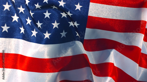 United States flag waving in wind