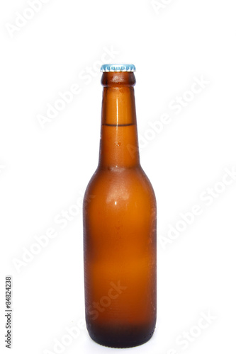 Stock Photo - Brown bottles of beer on a white background