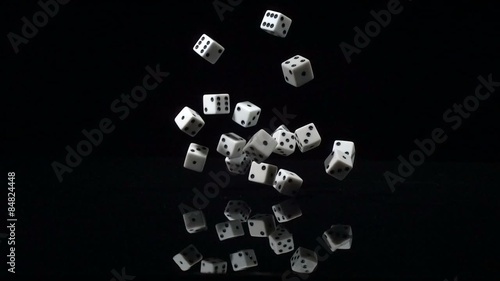 Dice falling in super slow motion