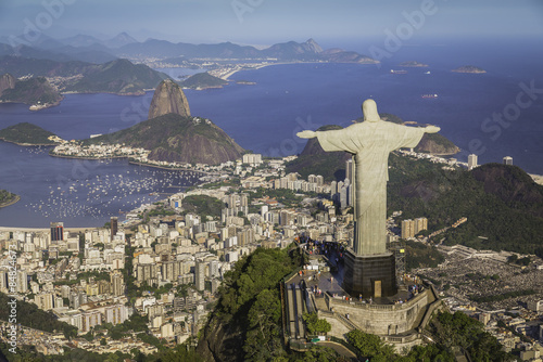 Folia na okno łazienkowe Rio de Janeiro, Brazylia: Widok z lotu ptaka na zatokę Chrystusa i Botafogo