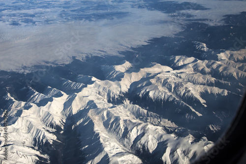Aerial view of Fagaras mountains with Moldoveanu peak