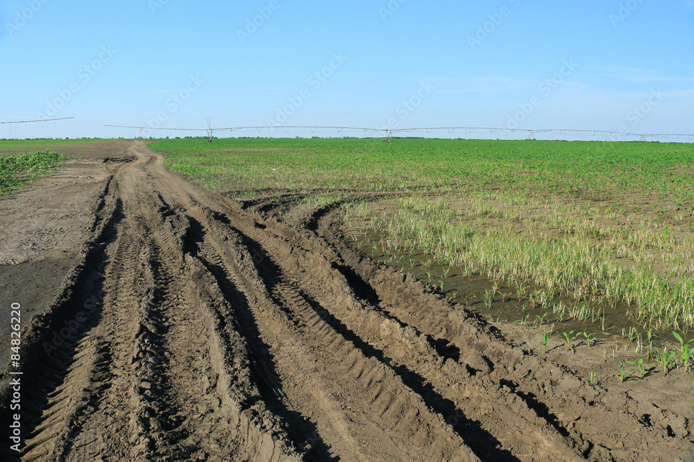 Off-road track in country farm. Off-road track in country farm.