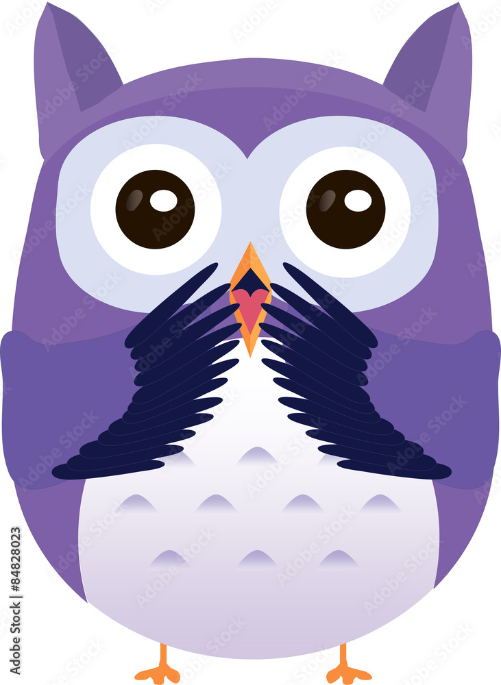 Surprised cute vector purple owl Surprised cute vector purple owl