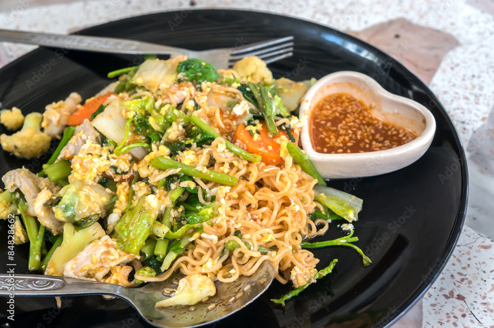 noodle stir fry with vegetable ,Thai name is Sookie. noodle stir fry with vegetable ,Thai name is Sookie.