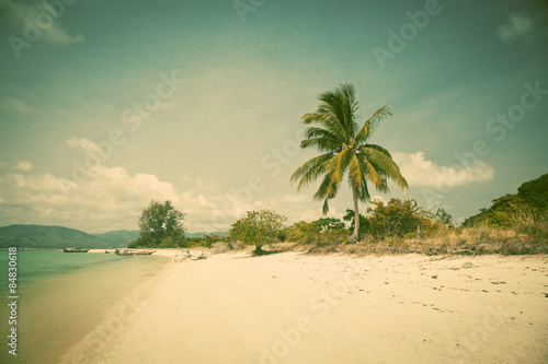Beautiful tropical beach  Thailand - retro style postcard