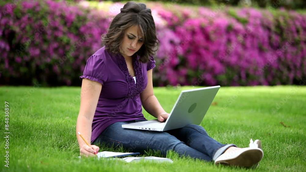College student studying outdoors College student studying outdoors