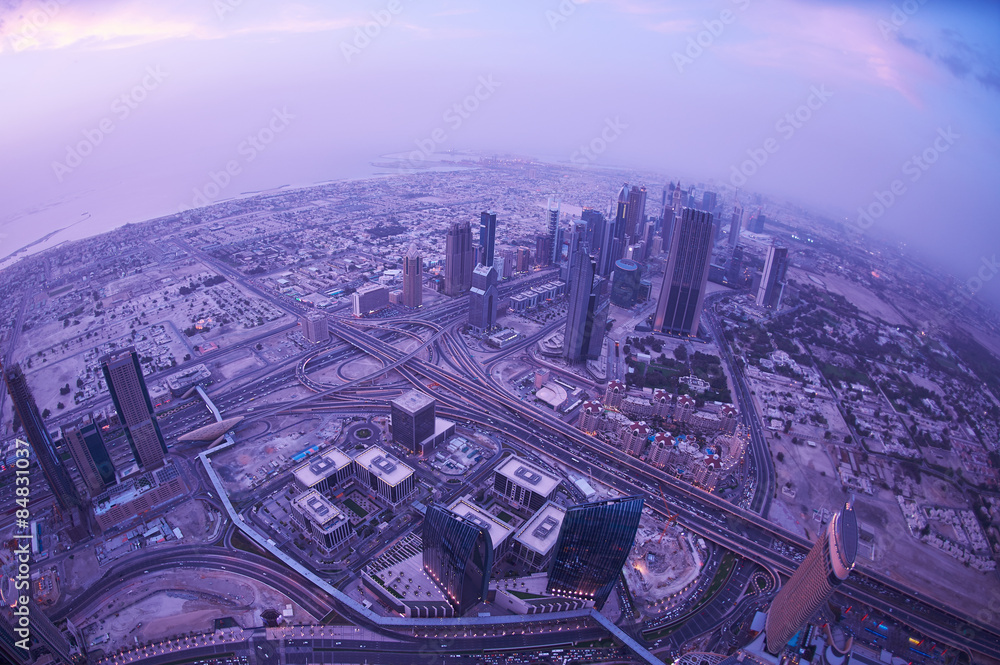 Naklejka premium Dubai night skylin
