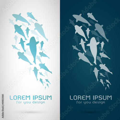 Vector image of an fish design on white background and blue back