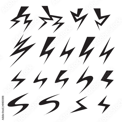Set of Lightning bolt icon. Isolated vector object