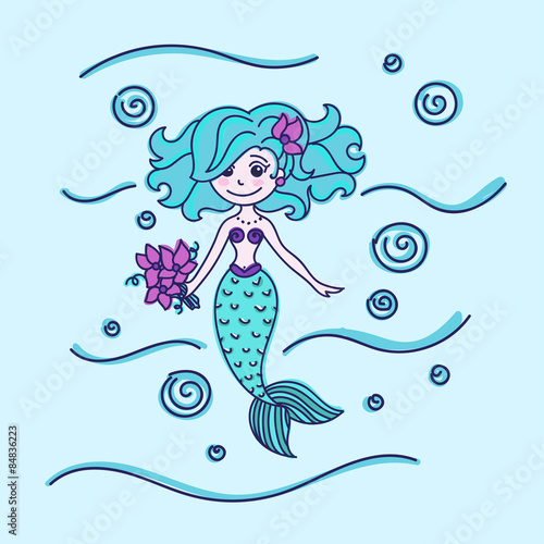 Mermaid with flowers
