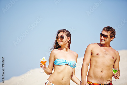 Couple at beach party