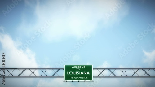Passing under Louisiana USA Interstate Highway Road Sign
  