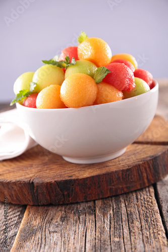 fruit salad with watermelon and melon ball