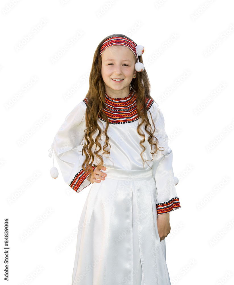little girl in national clothes on a white background little girl in national clothes on a white background