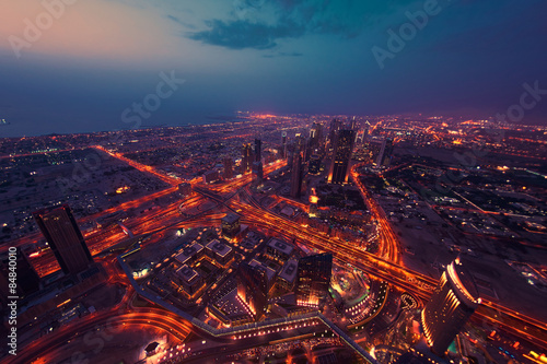 Dubai night skylin photo