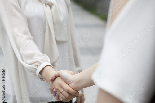Handshake between women