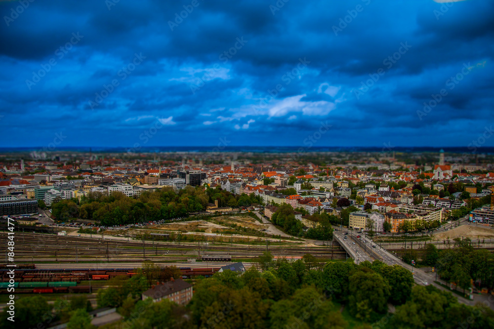 Augsburg von Oben - in Modelleisenbahn-Optik