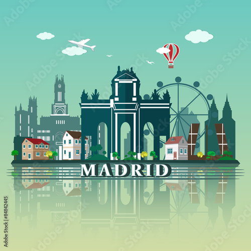 Modern Madrid City Skyline Design. Spain