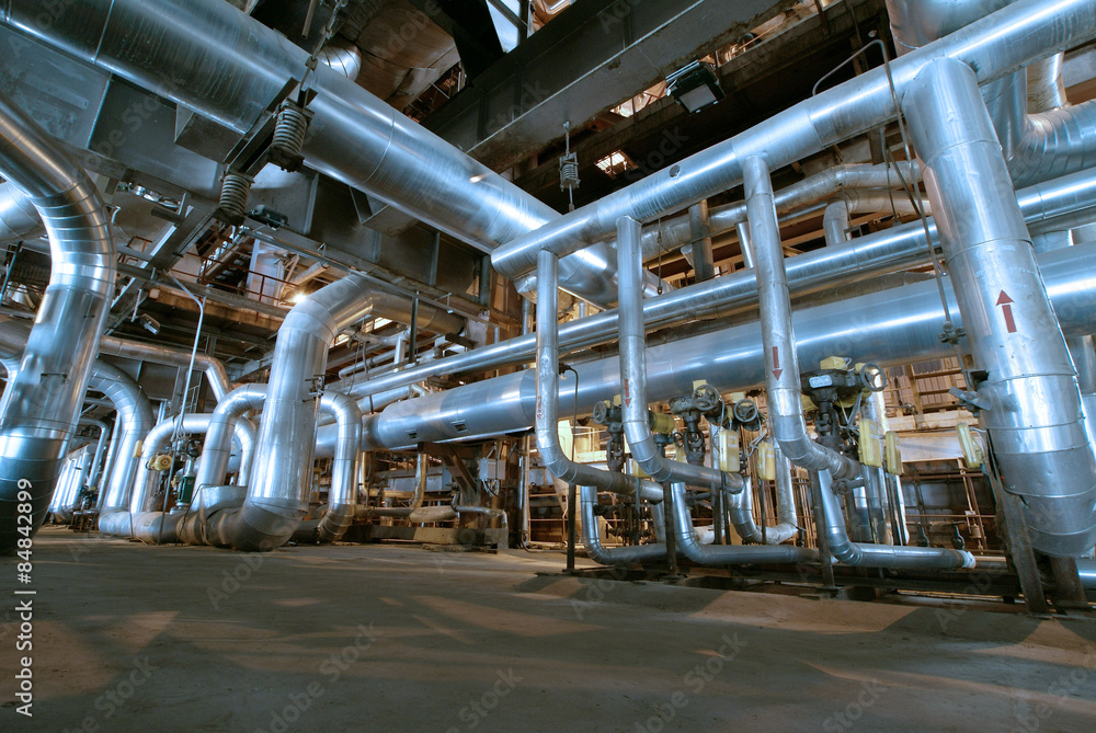 Industrial zone, Steel pipelines and valves Industrial zone, Steel pipelines and valves