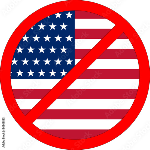 Forbidden sign with USA flag. Anti-war concept. EPS 10