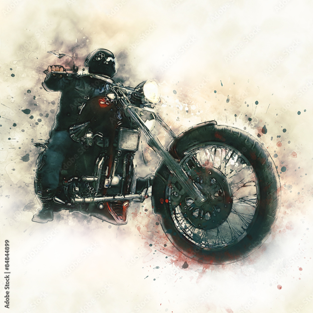 Obraz Rowerzysta na motocyklu