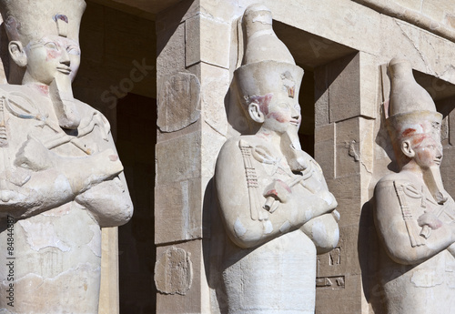 Egypt, Qurna area, sculptures of the  Al Deir Al Bahari temple photo