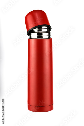 bright red thermos parted